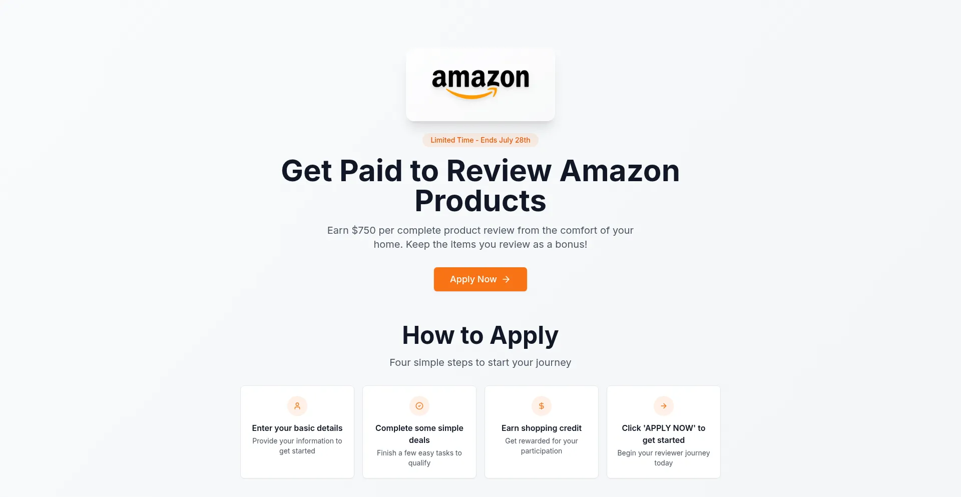 Website screenshot of Applyamz.com