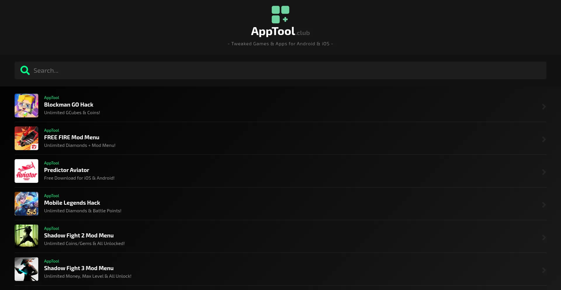 Website screenshot of Apptool.club