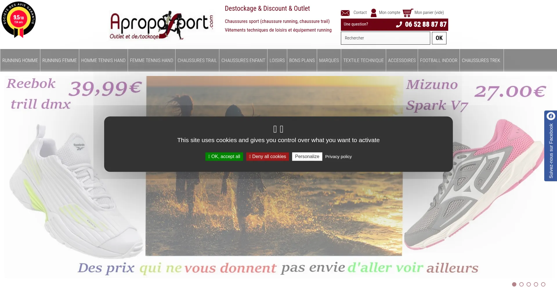 Website screenshot of Aproposport.com