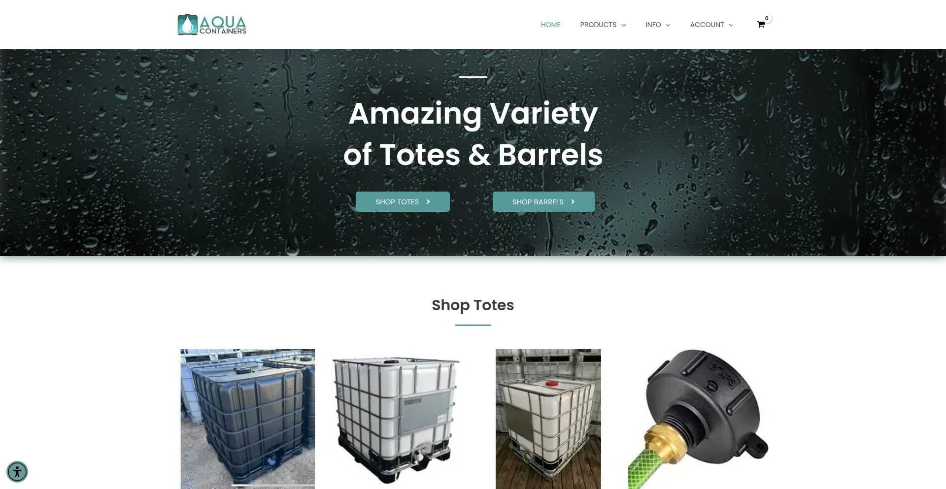 Website screenshot of Aquacontainers.com
