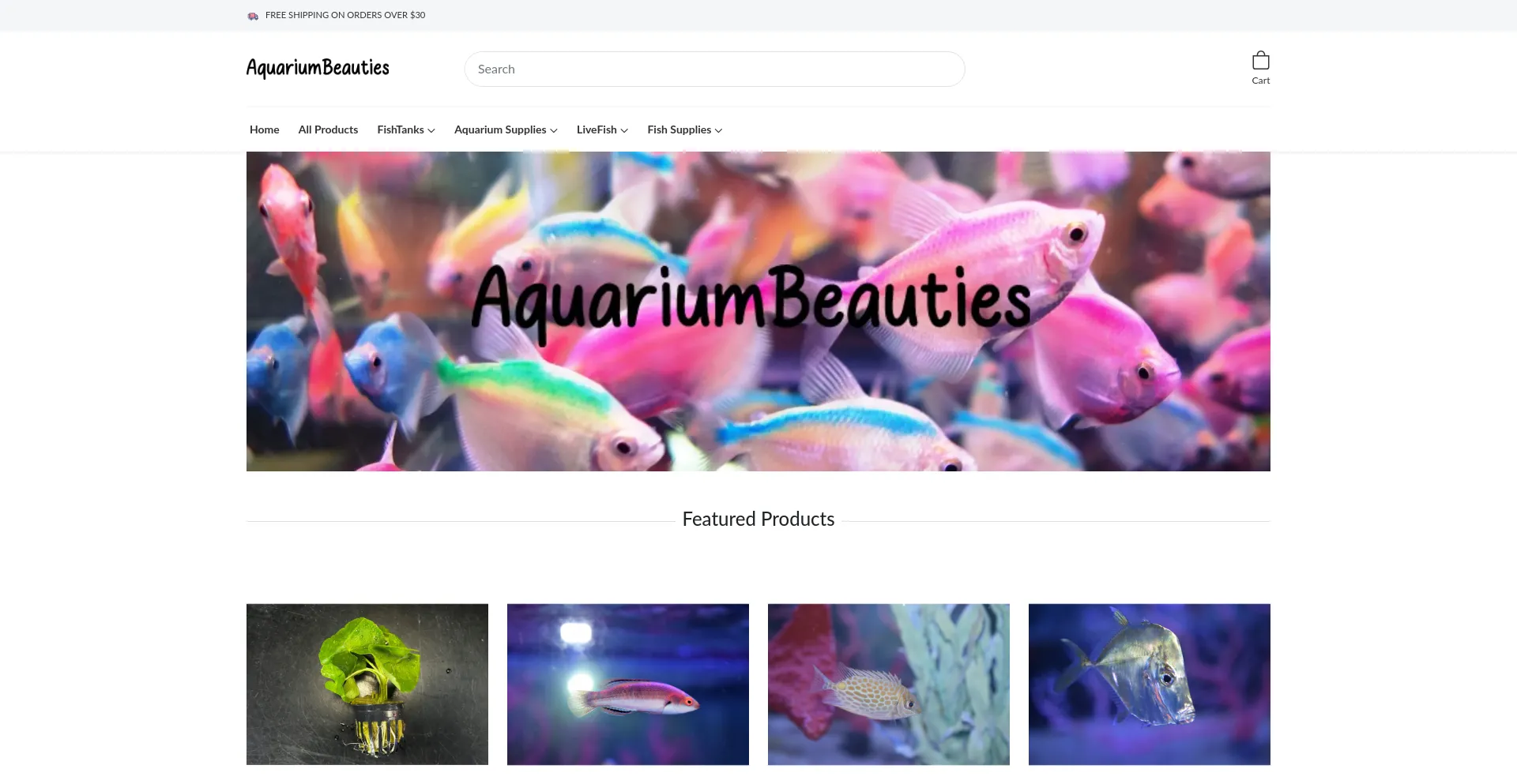Website screenshot of Aquariumbeauties.com