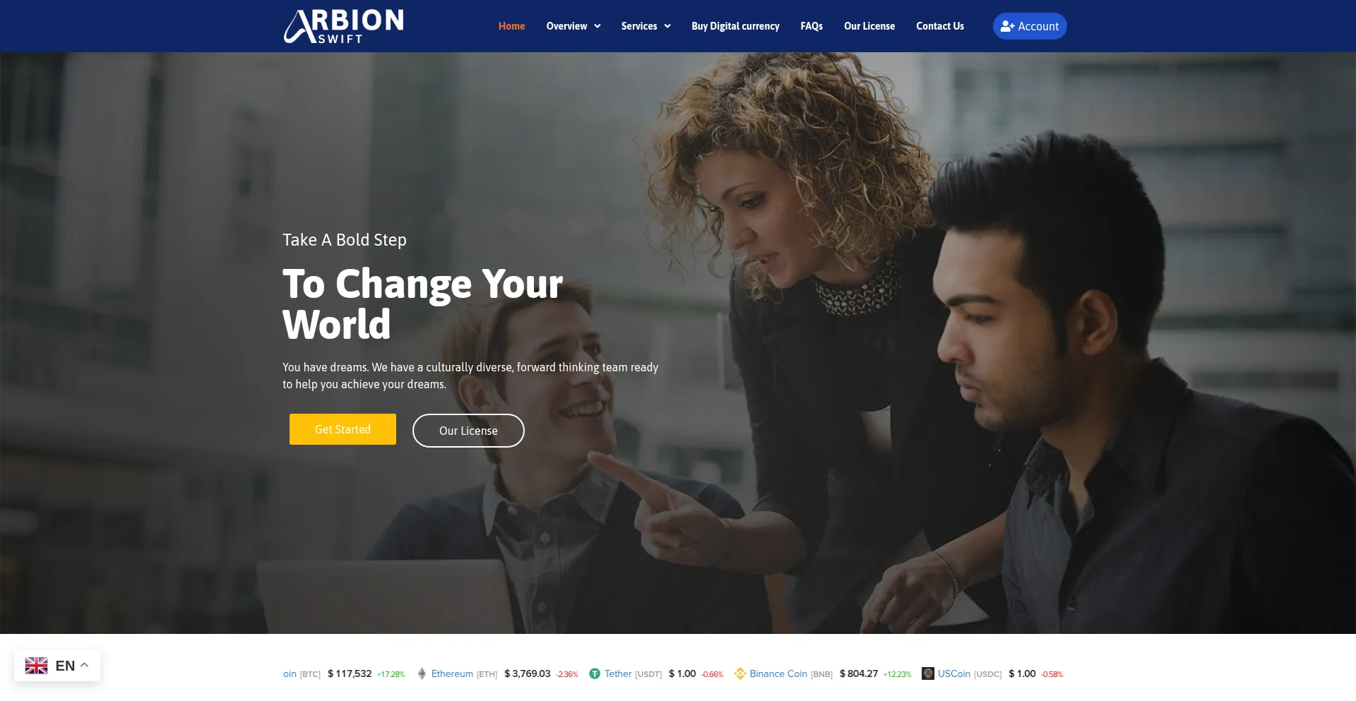 Website screenshot of Arbionswift.com