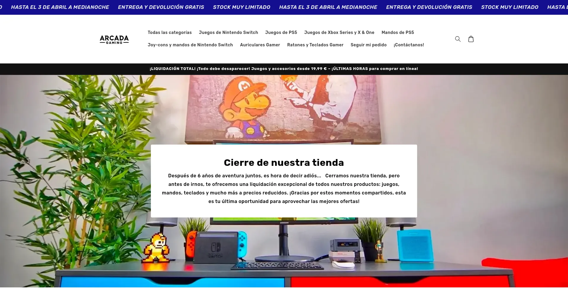 Website screenshot of Arcadagaming.store