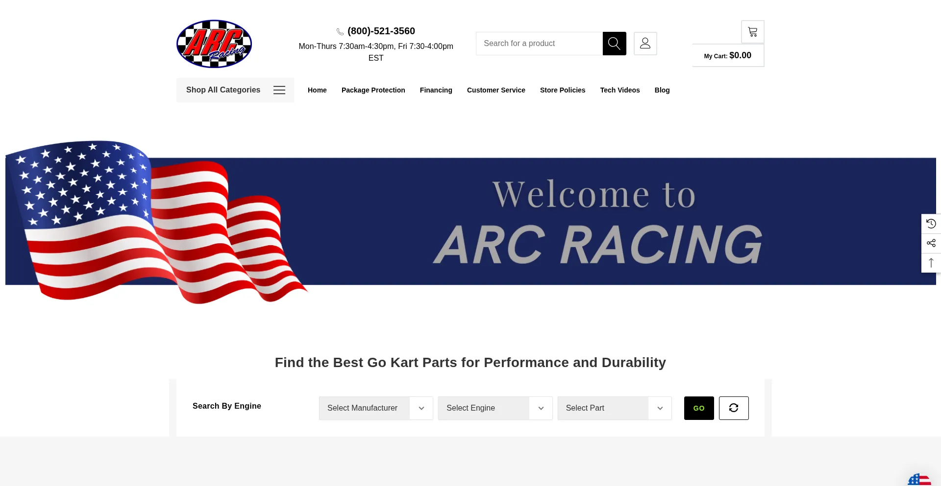 Website screenshot of Arcracing.com