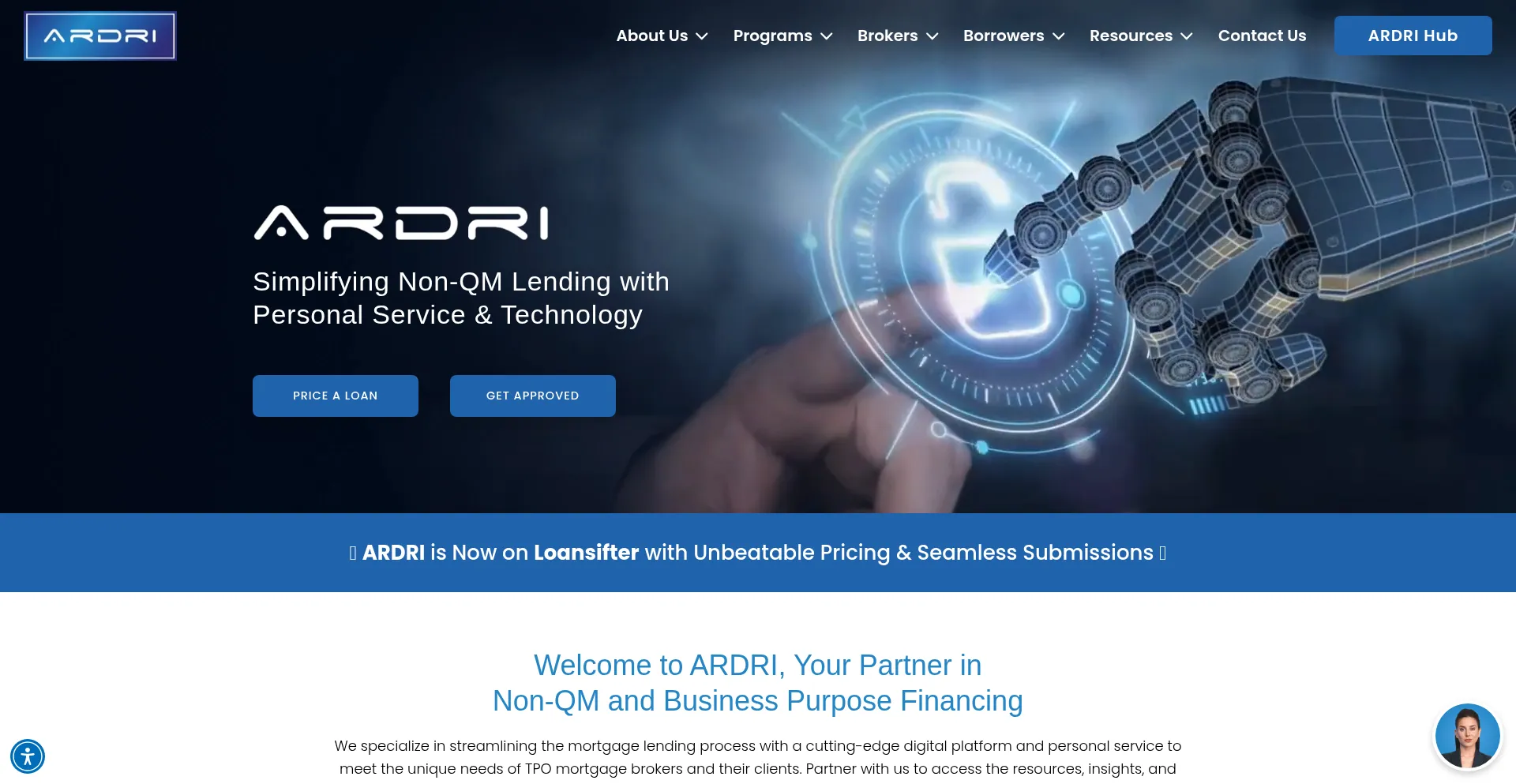 Website screenshot of Ardri.ai