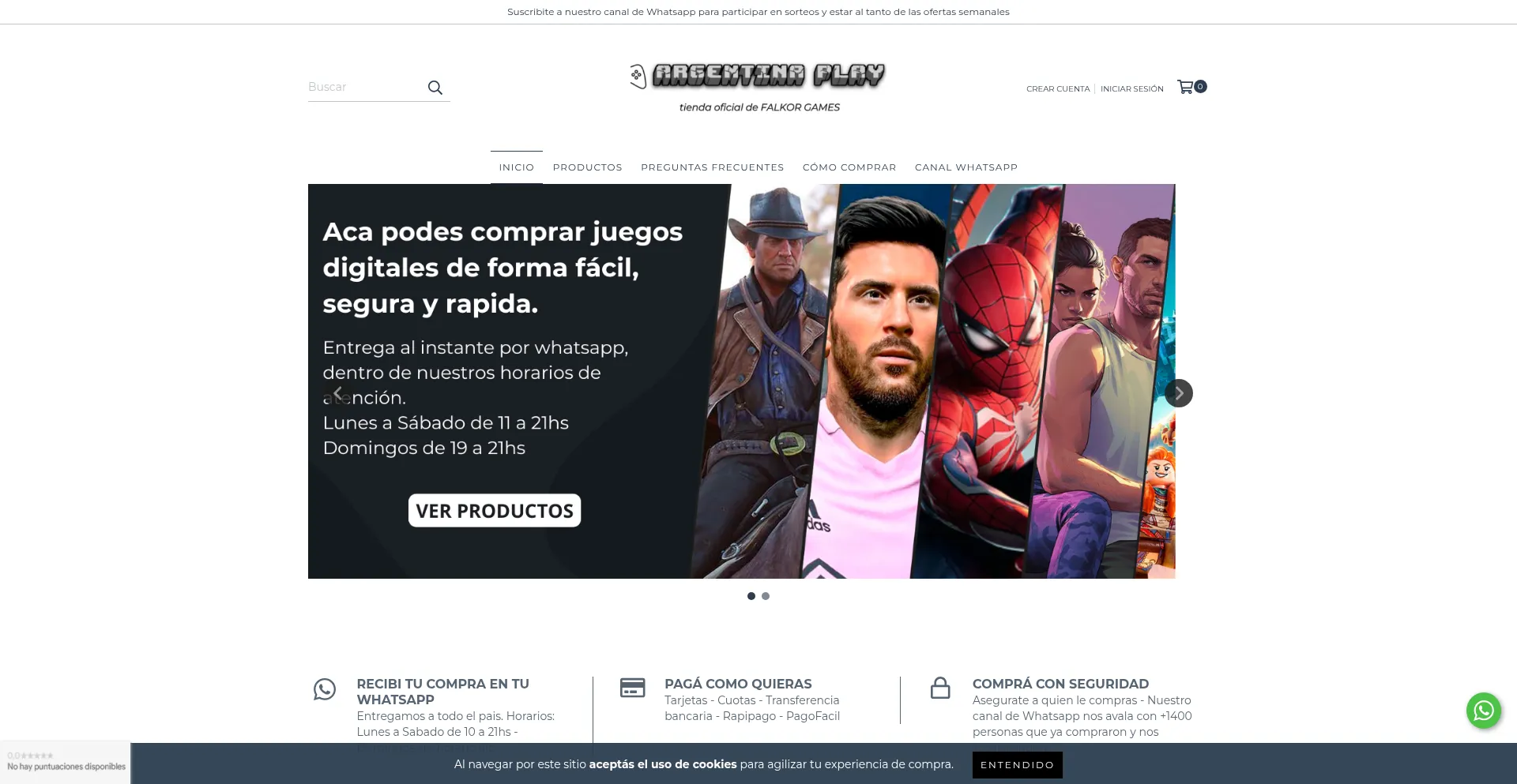 Website screenshot of Argentinaplay.com.ar