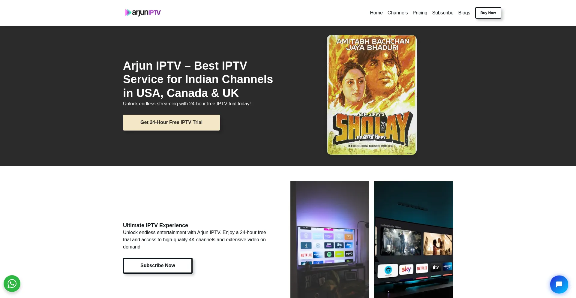 Website screenshot of Arjuniptv.com