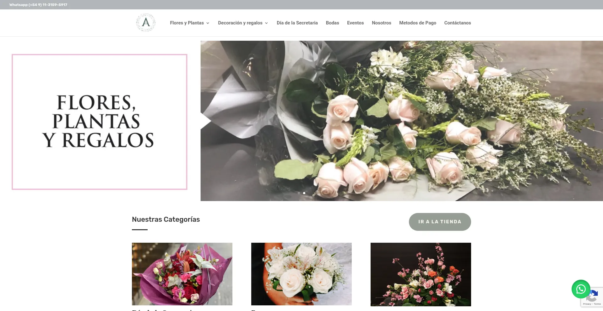 Website screenshot of Armandofloreria.com.ar