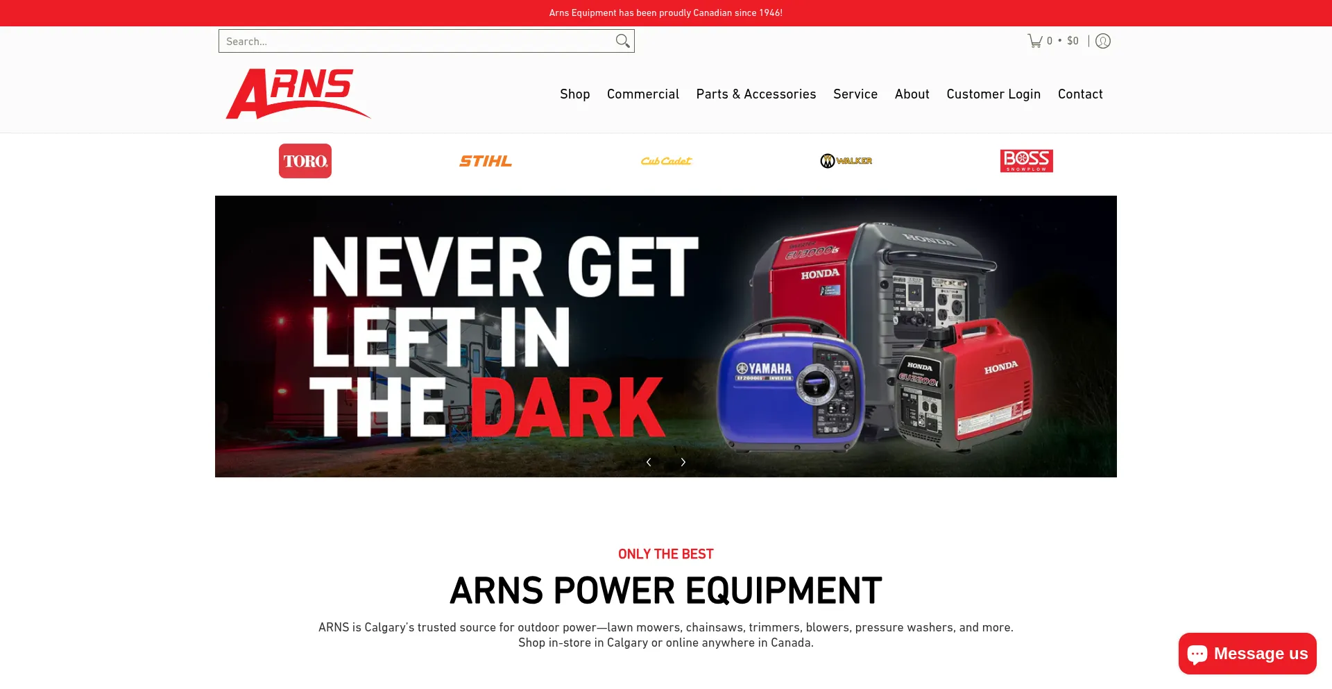Website screenshot of Arns.ca