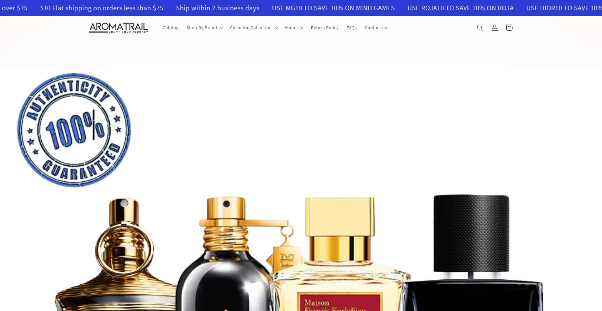 Website screenshot of Aromatrail.com