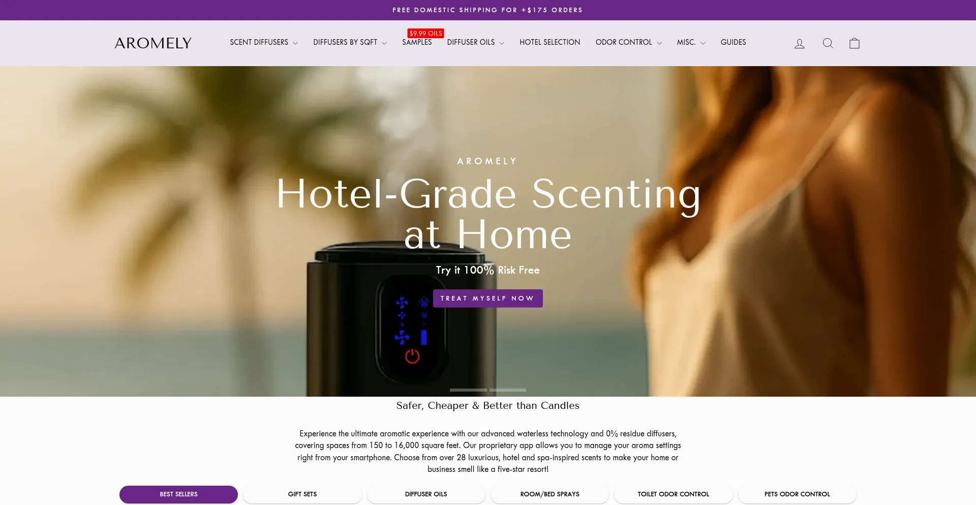 Website screenshot of Aromely.com