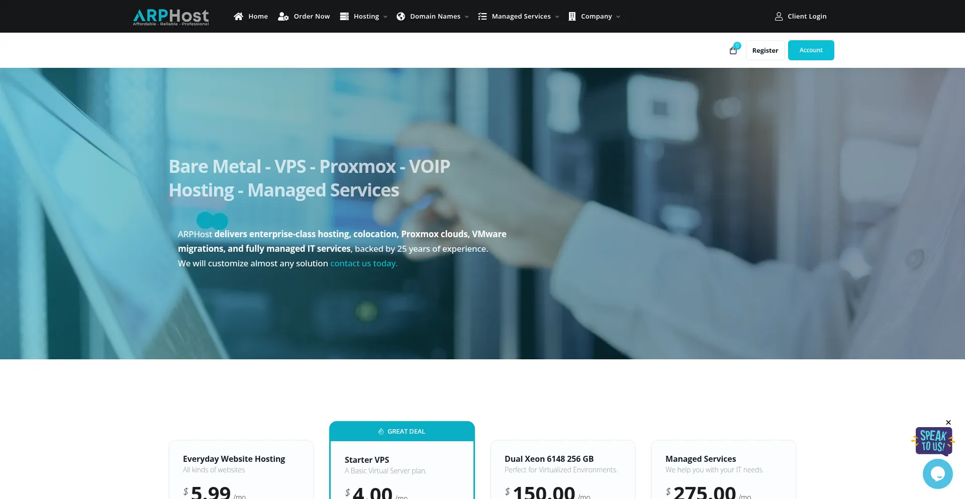 Arphost.com Screenshot