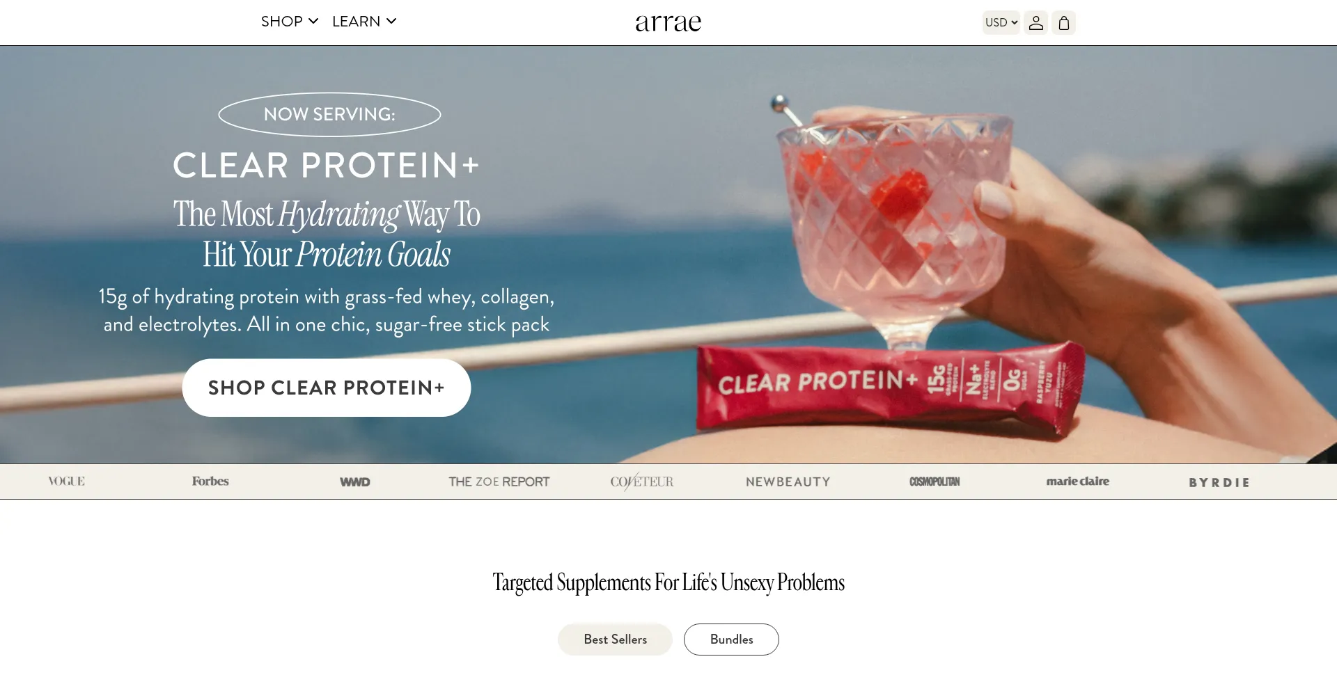 Website screenshot of Arrae.com