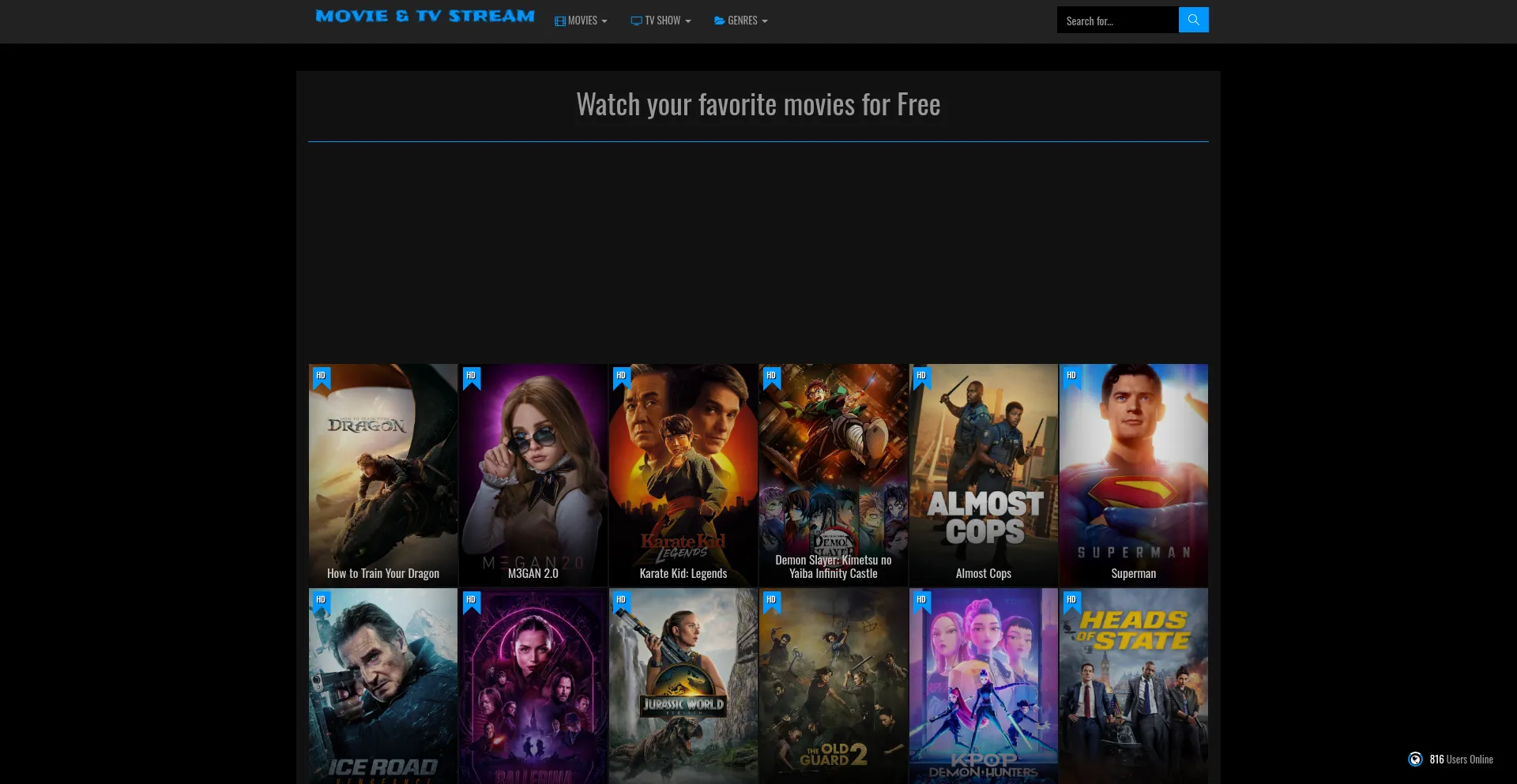 Website screenshot of Artamovie.org
