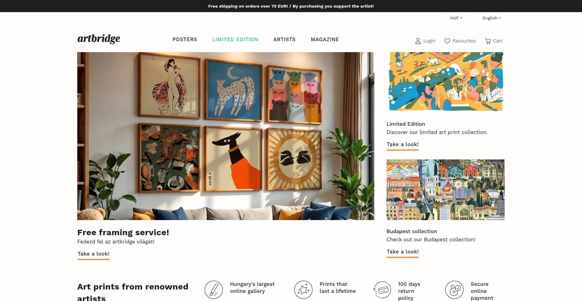 Website screenshot of Artbridge.shop