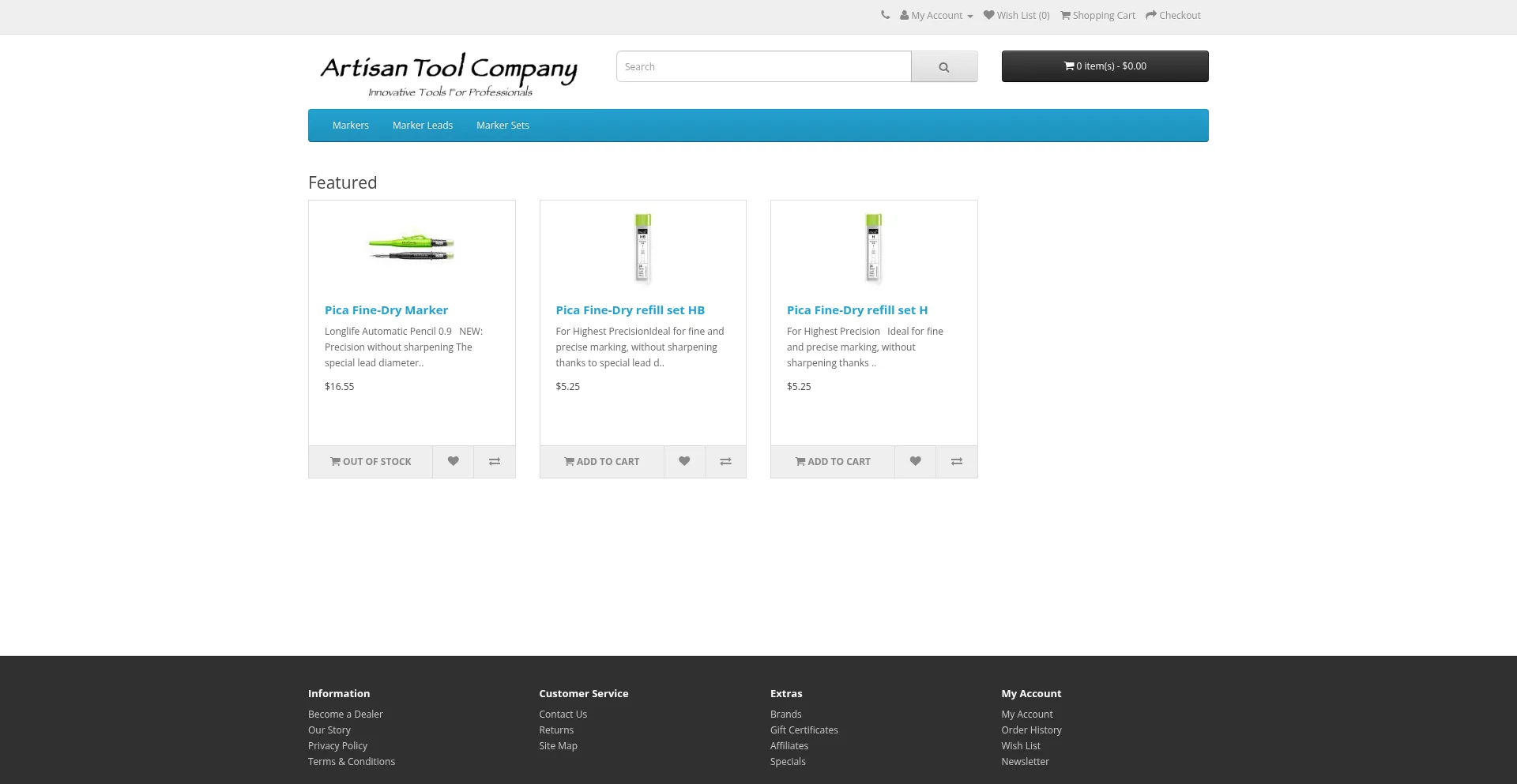 Website screenshot of Artisantool.co