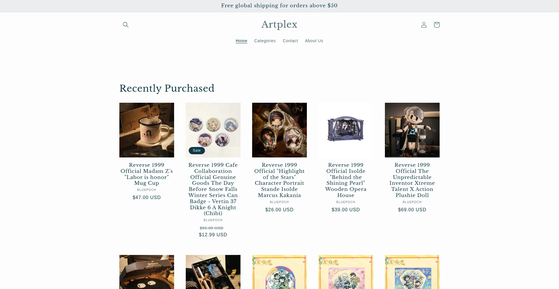 Website screenshot of Artplex.store