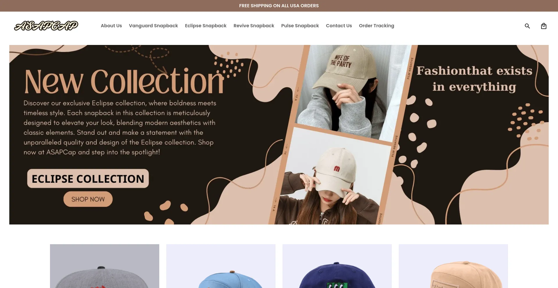 Website screenshot of Asapcap.store