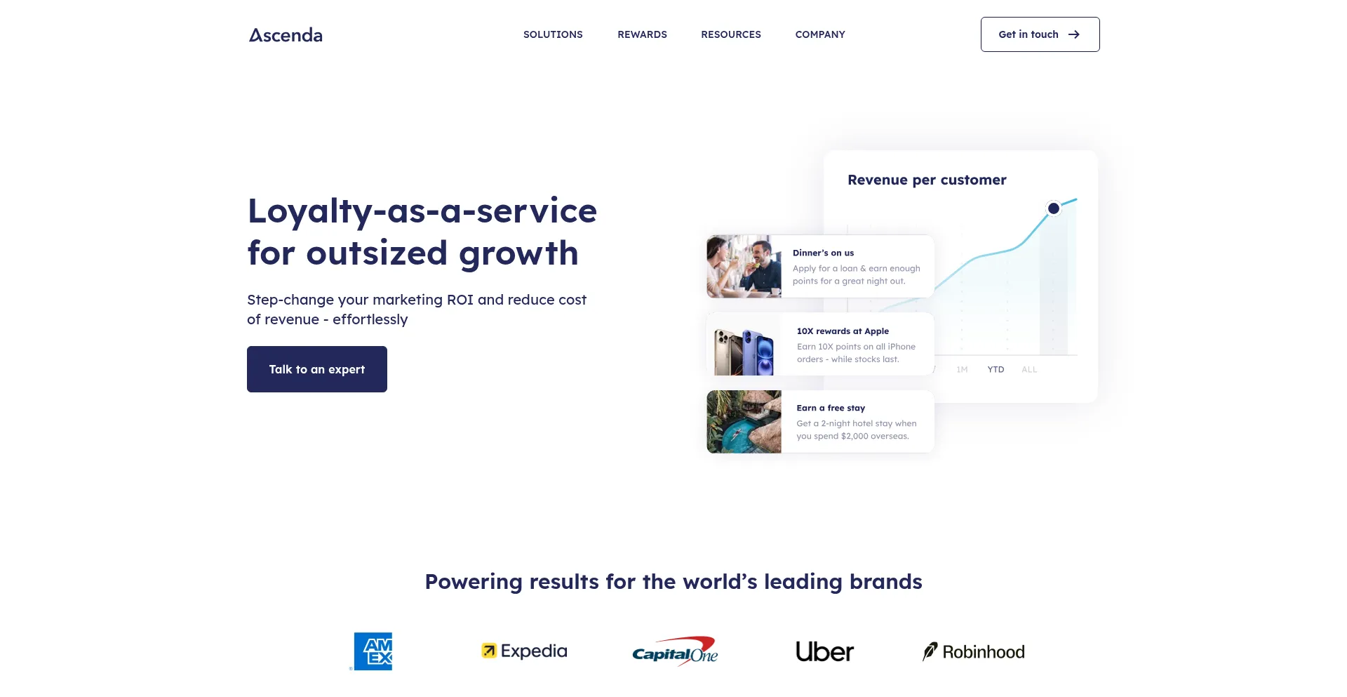 Website screenshot of Ascenda.com