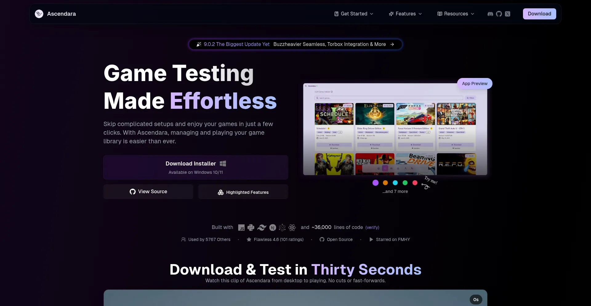 Website screenshot of Ascendara.app