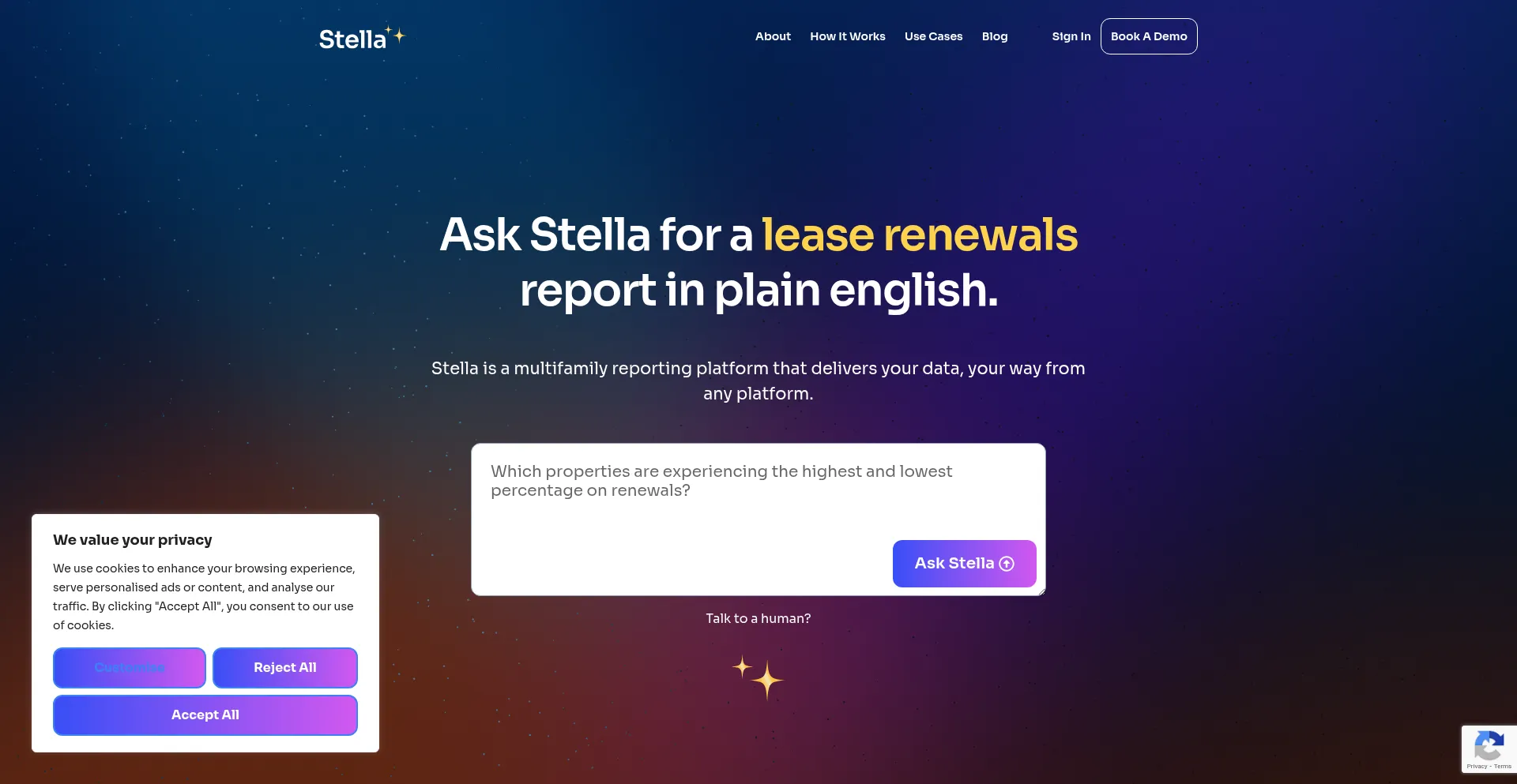 Website screenshot of Askstella.com