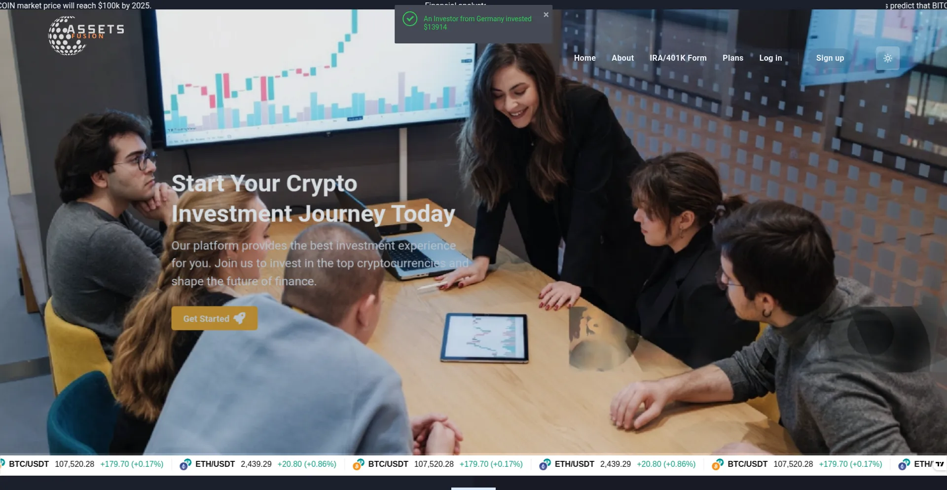 Website screenshot of Assetfusions.com