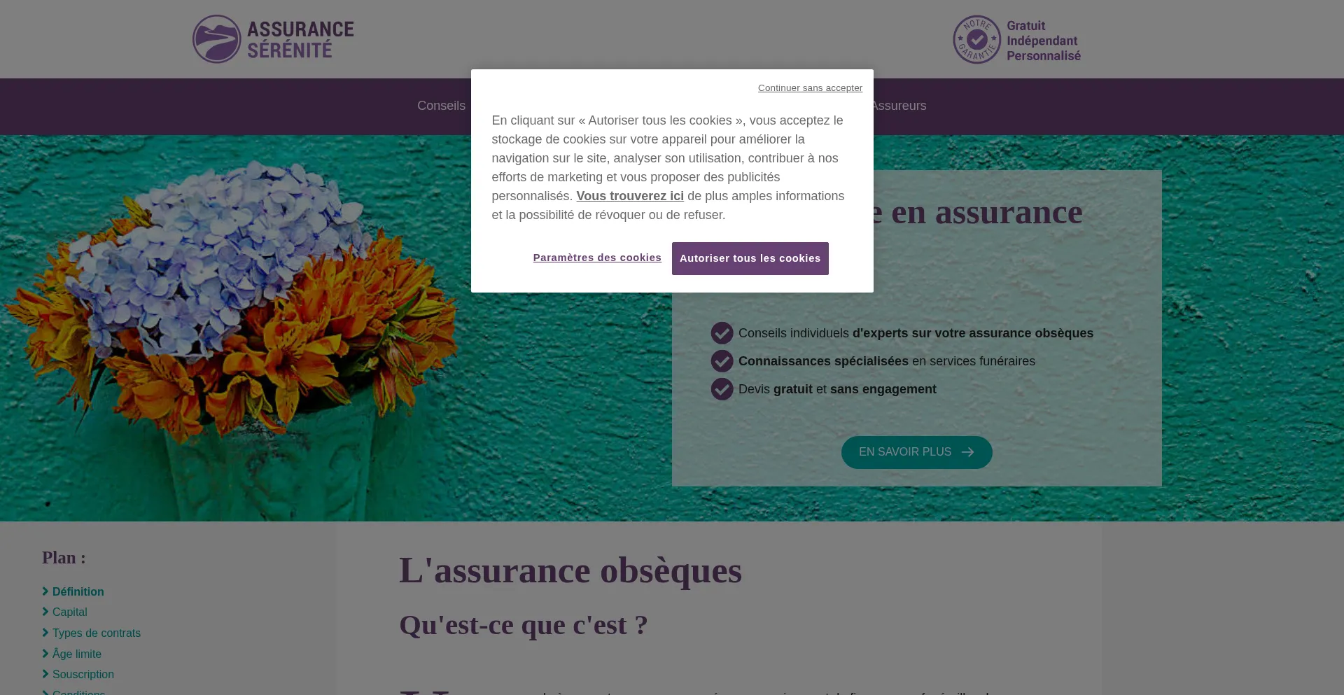 Website screenshot of Assurance-serenite.fr