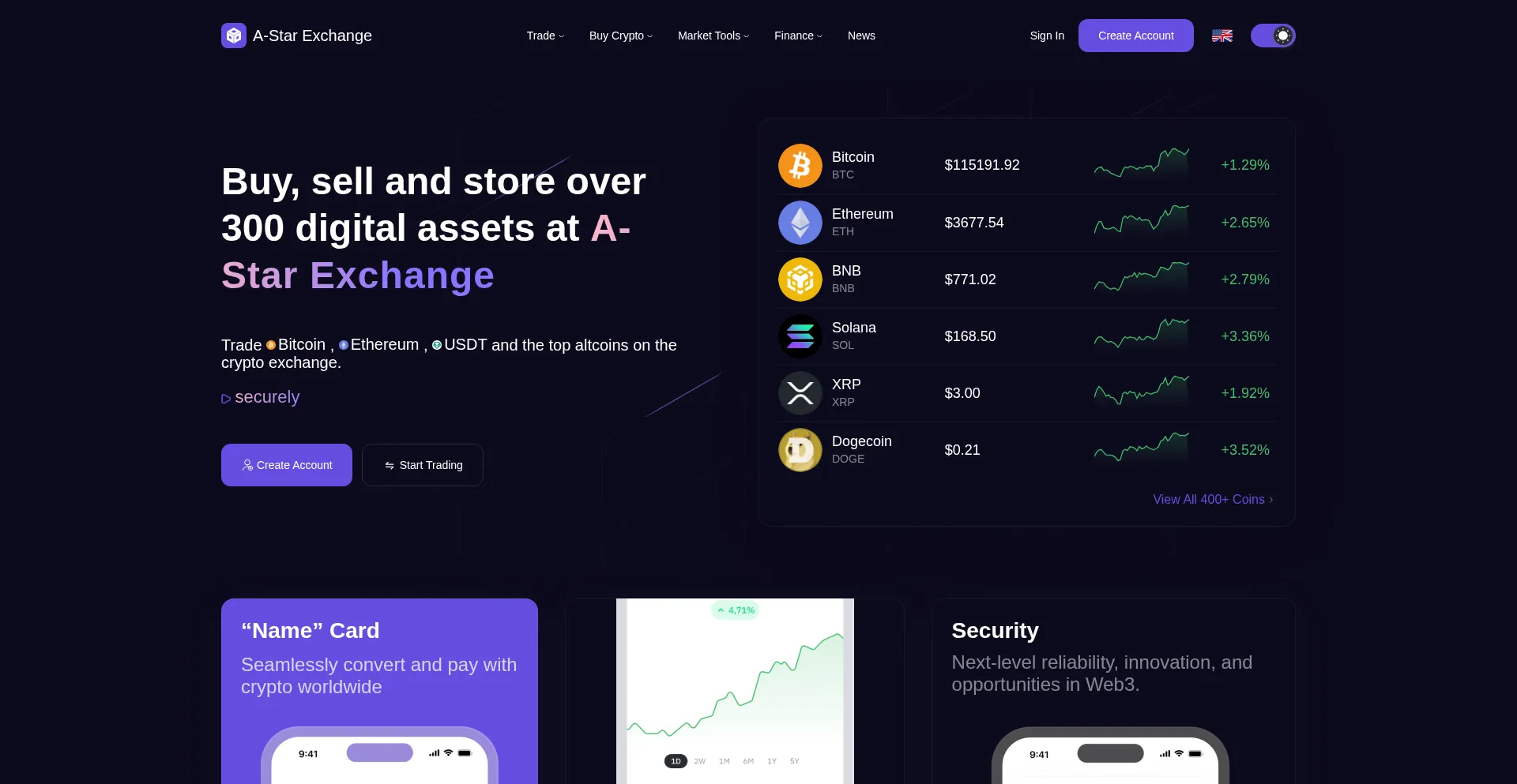 Website screenshot of Astarexchange.com
