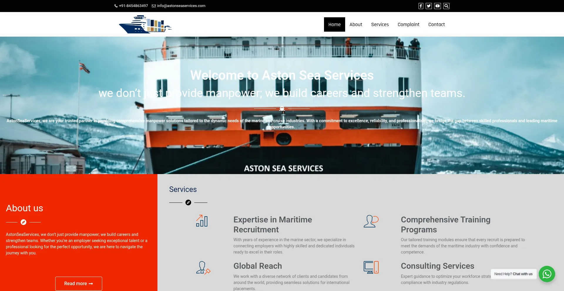 Website screenshot of Astonseaservices.com