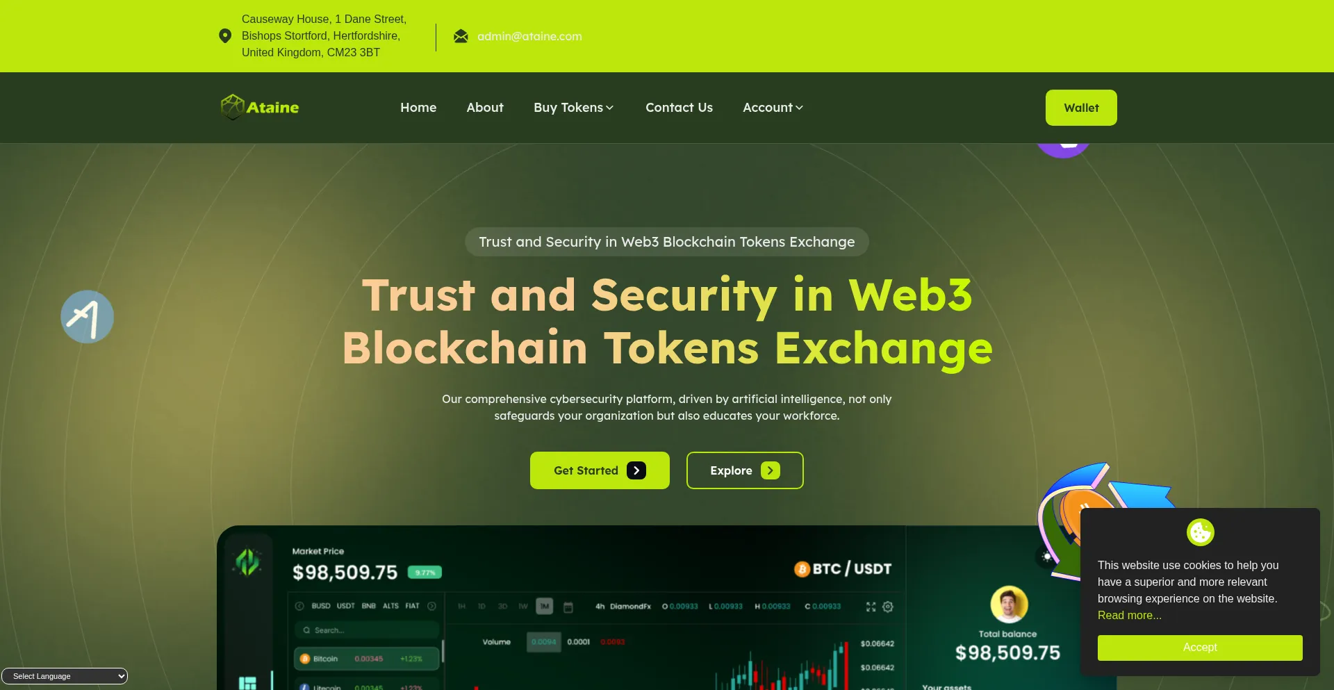Website screenshot of Ataine.co