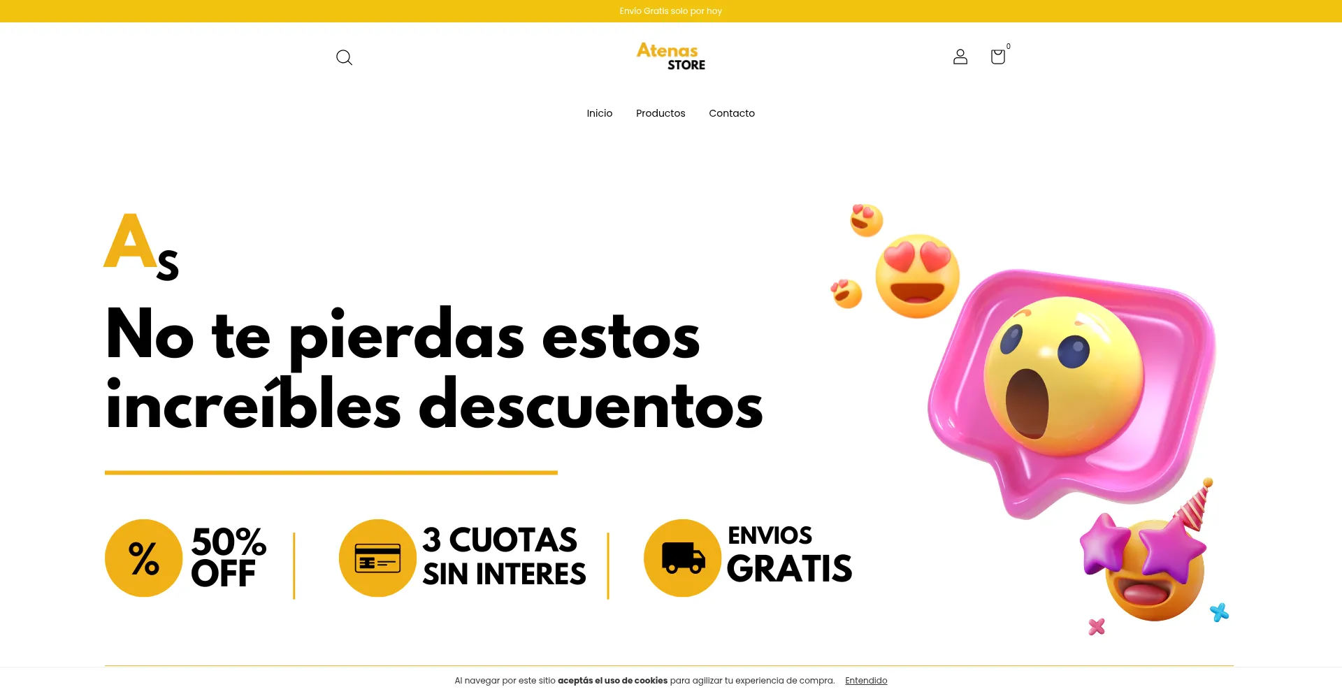 Website screenshot of Atenastore.com.ar