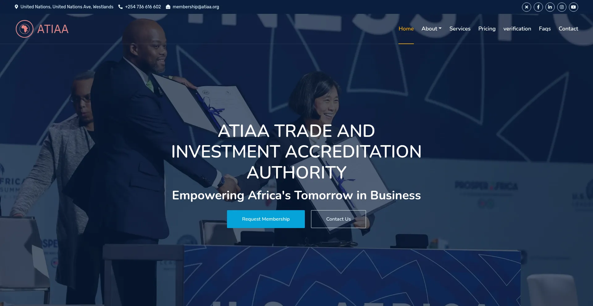 Website screenshot of Atiaa.org
