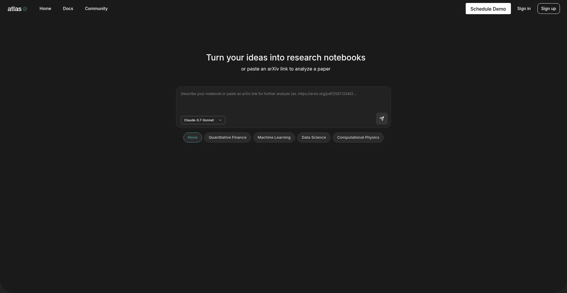 Website screenshot of Atlas-research.io