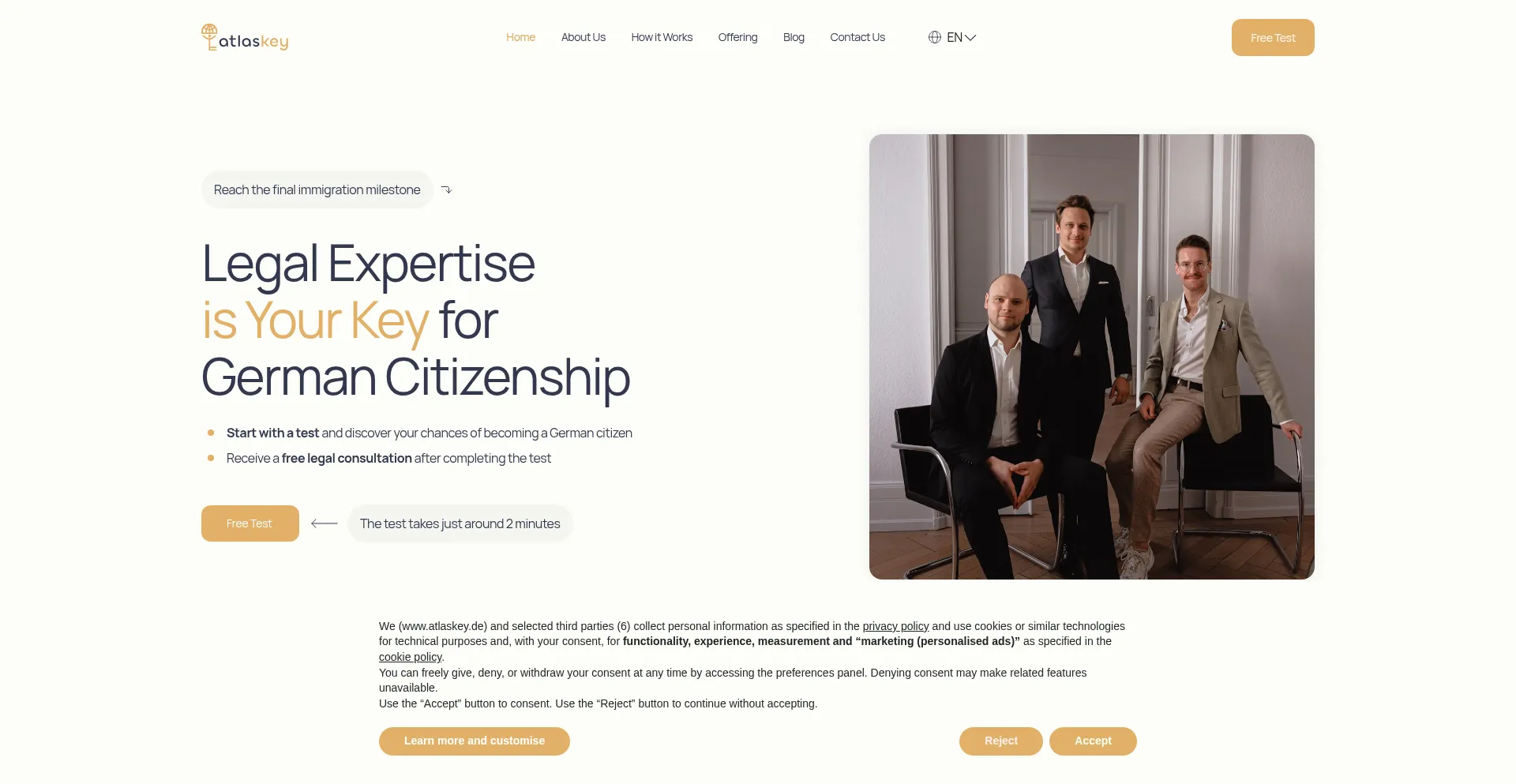 Website screenshot of Atlaskey.de