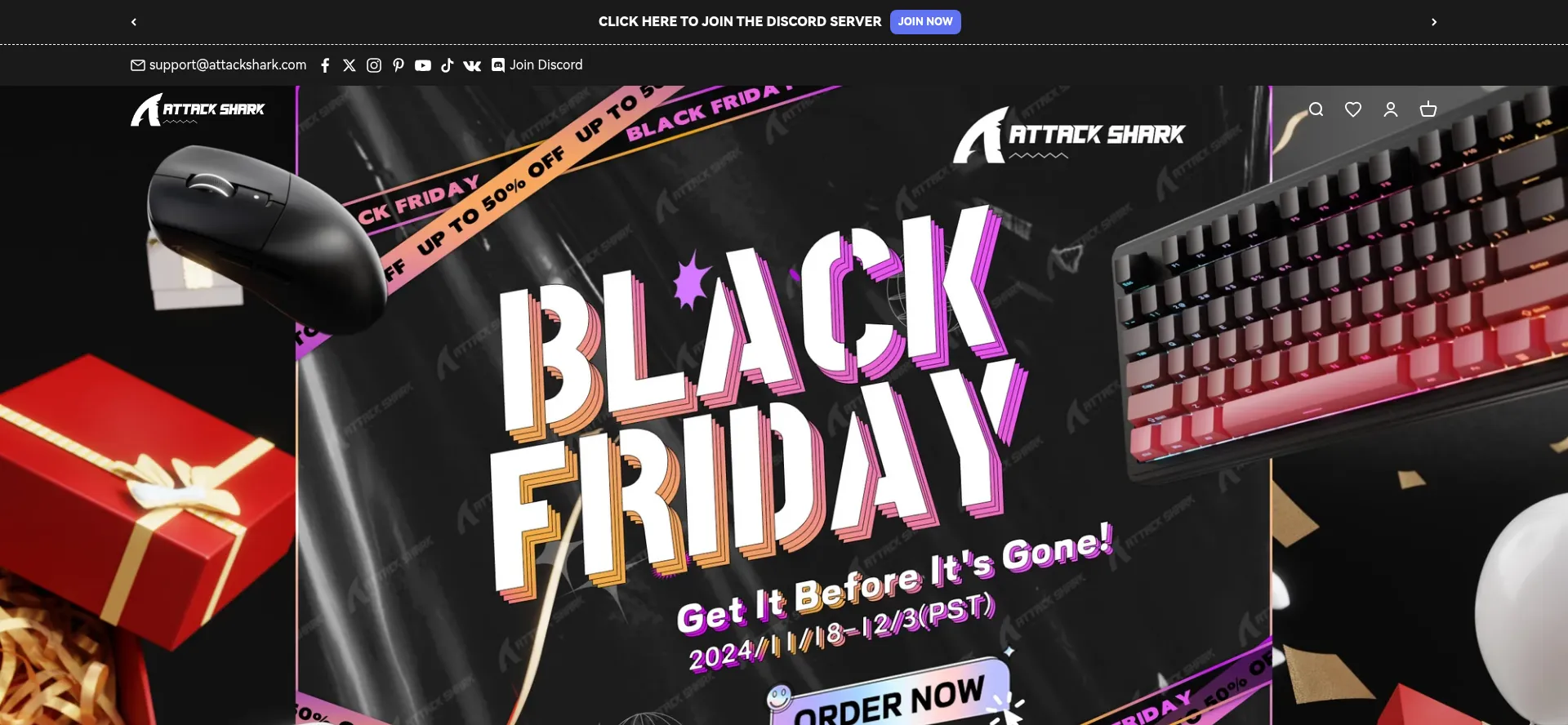 Website screenshot of Attackshark.com