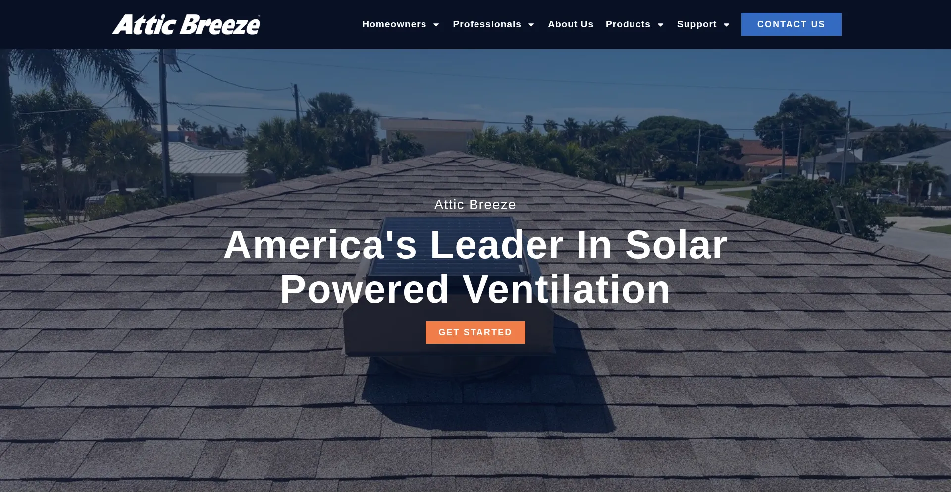 Website screenshot of Atticbreeze.com