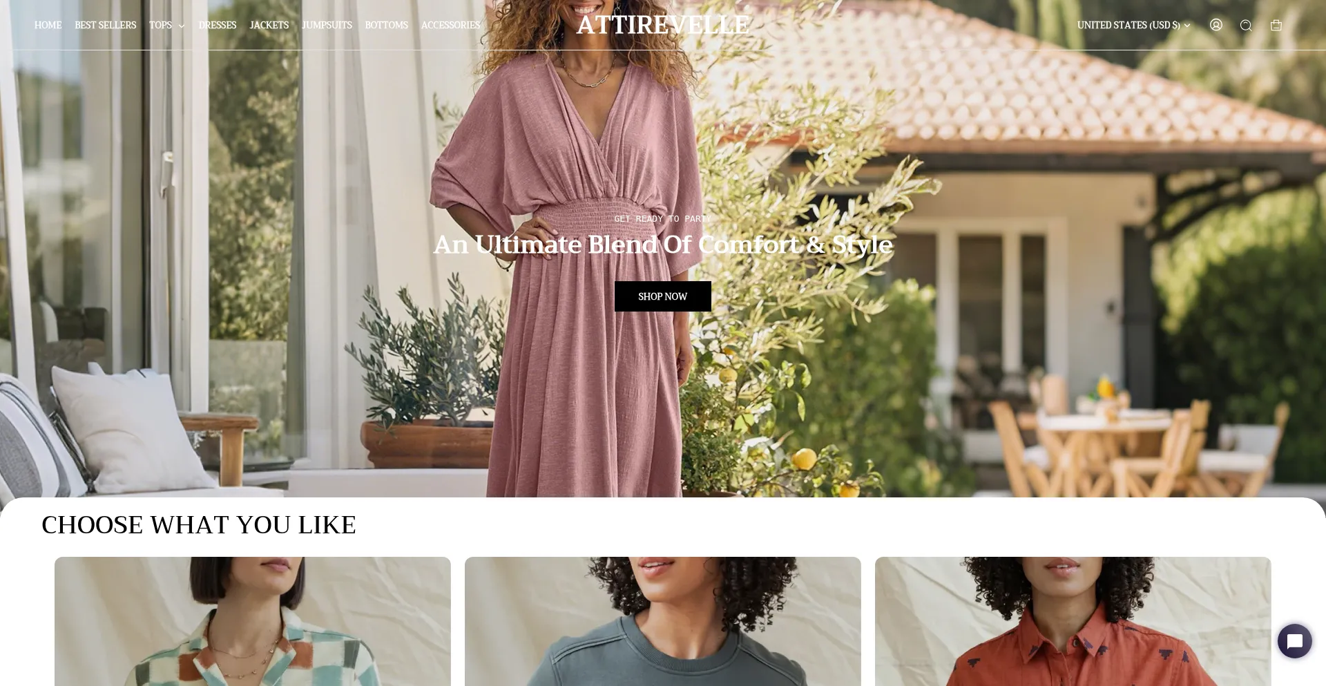 Website screenshot of Attirevelle.com