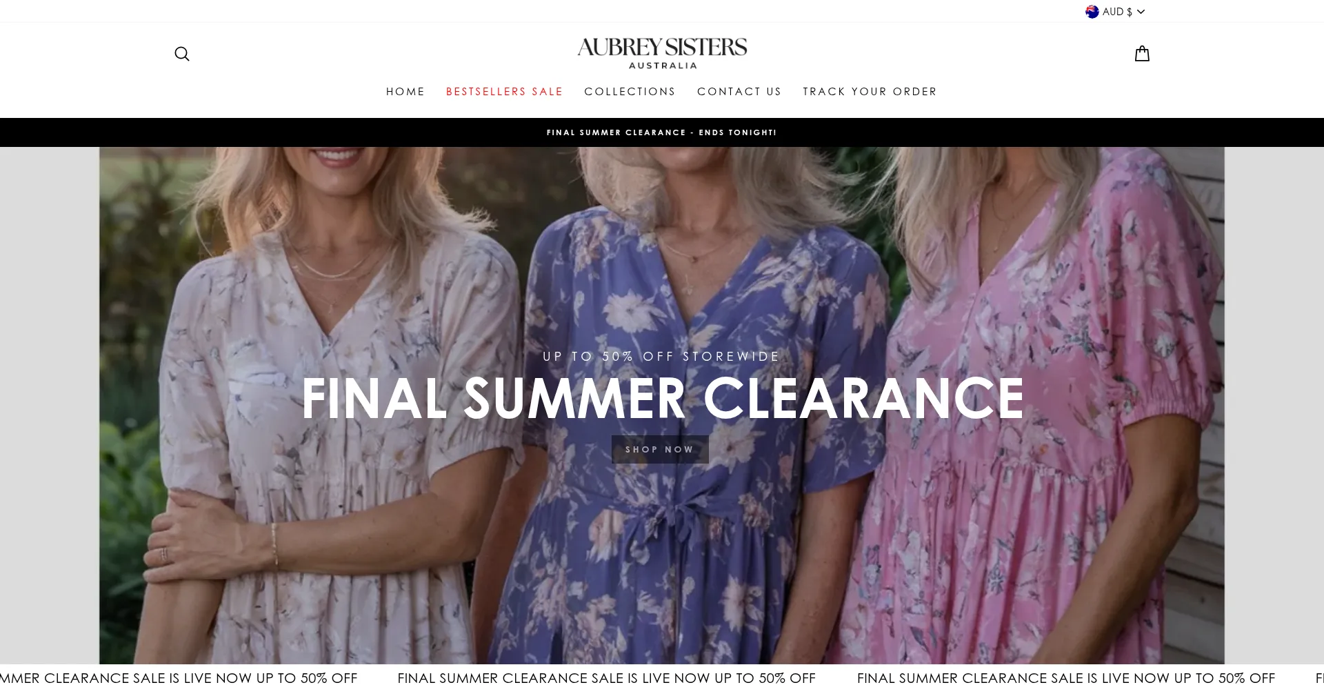 Website screenshot of Aubreysisters.com