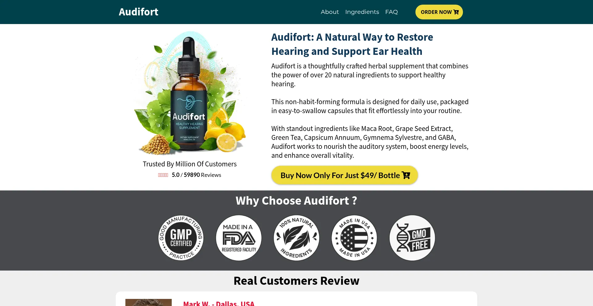 Website screenshot of Audifortus.us