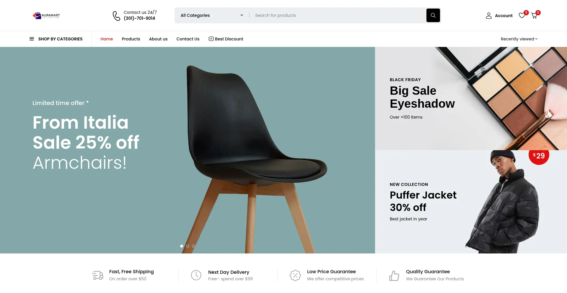 Website screenshot of Auramartcollections.com