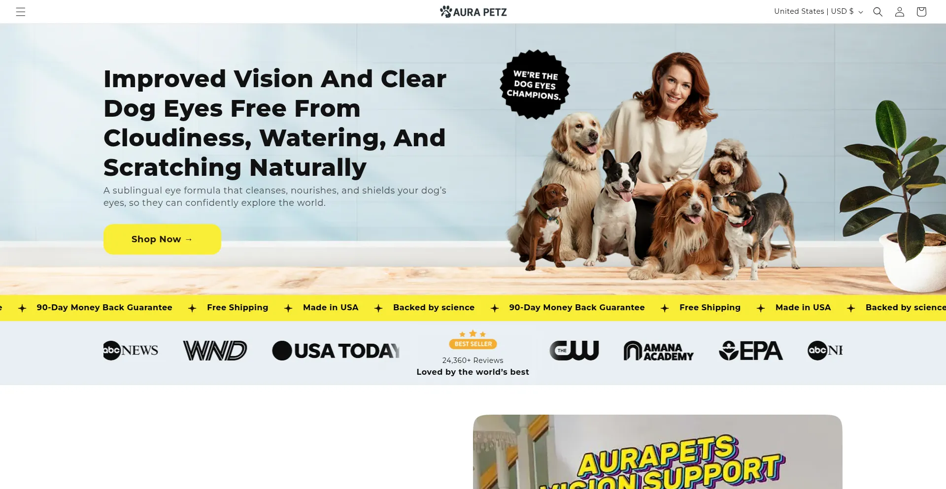 Website screenshot of Aurapetz.com