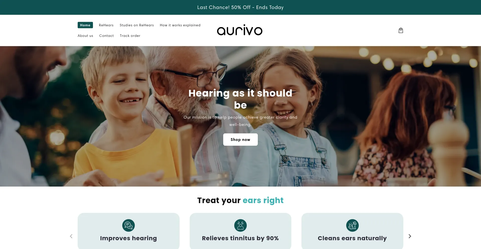 Website screenshot of Aurivo.us