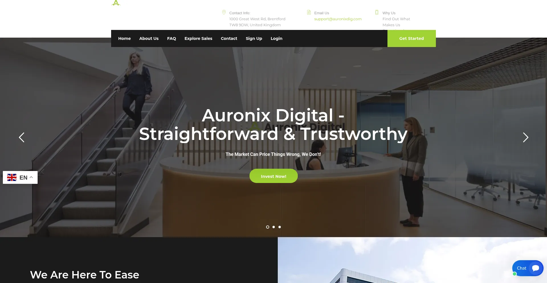 Website screenshot of Auronixdig.com