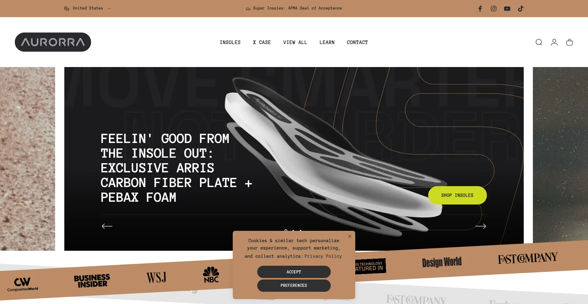 Website screenshot of Aurorra.com