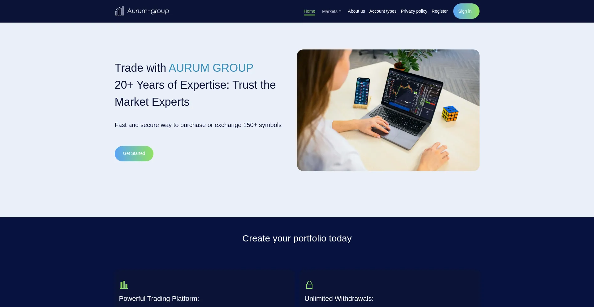 Website screenshot of Aurum-group.cc