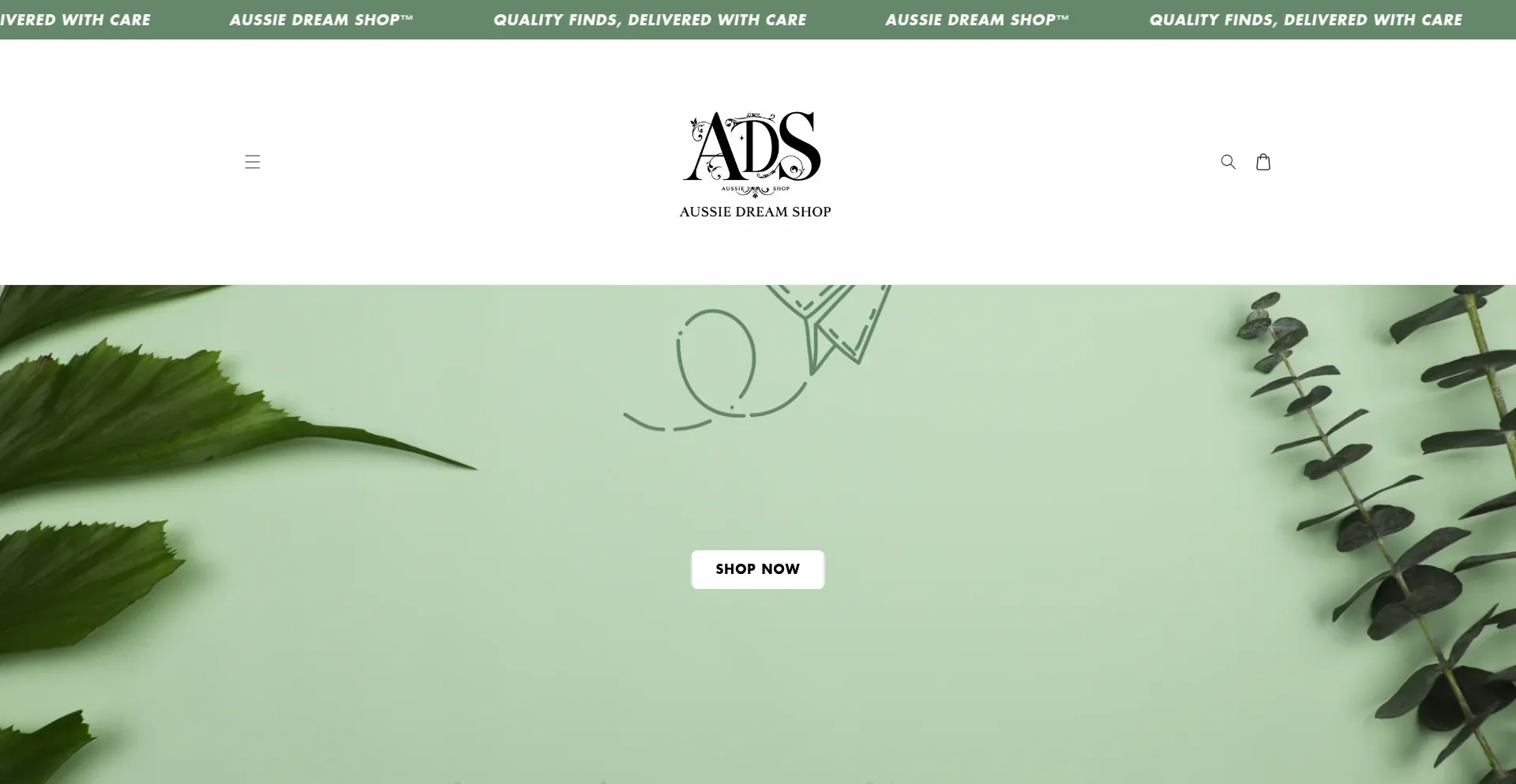 Website screenshot of Aussiedreamshop.com