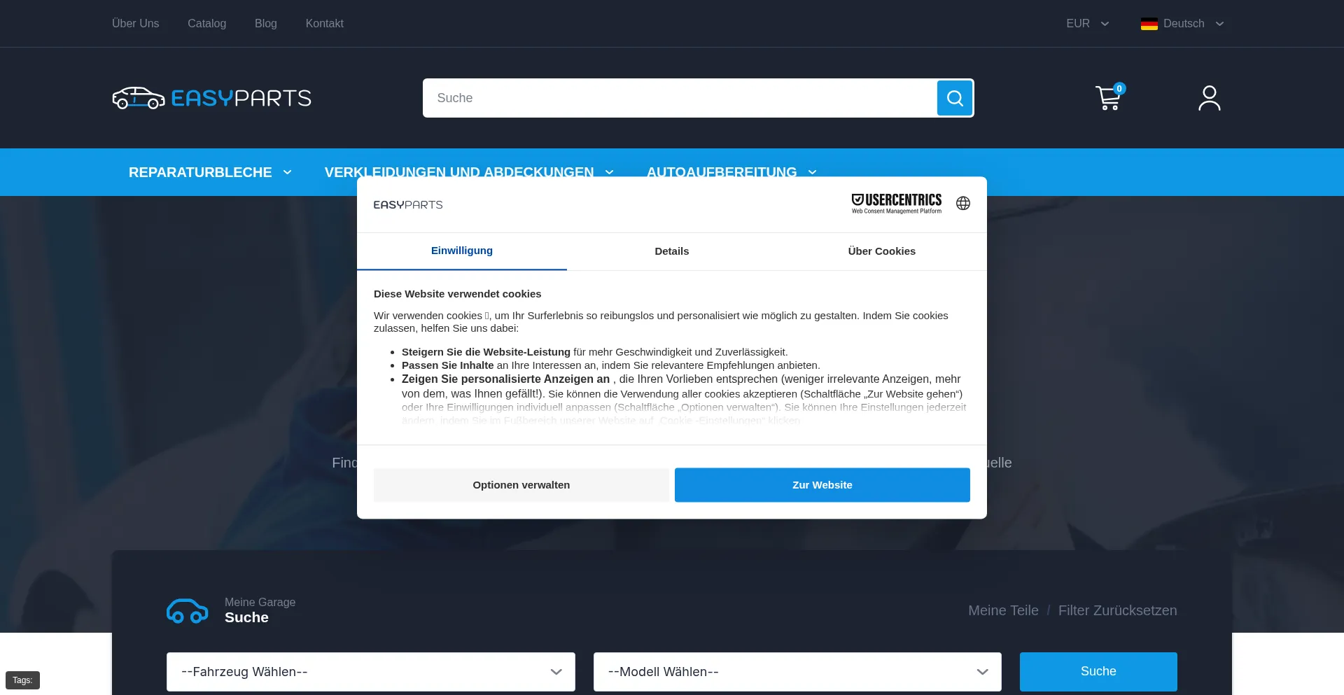 Website screenshot of Auto-bleche.de