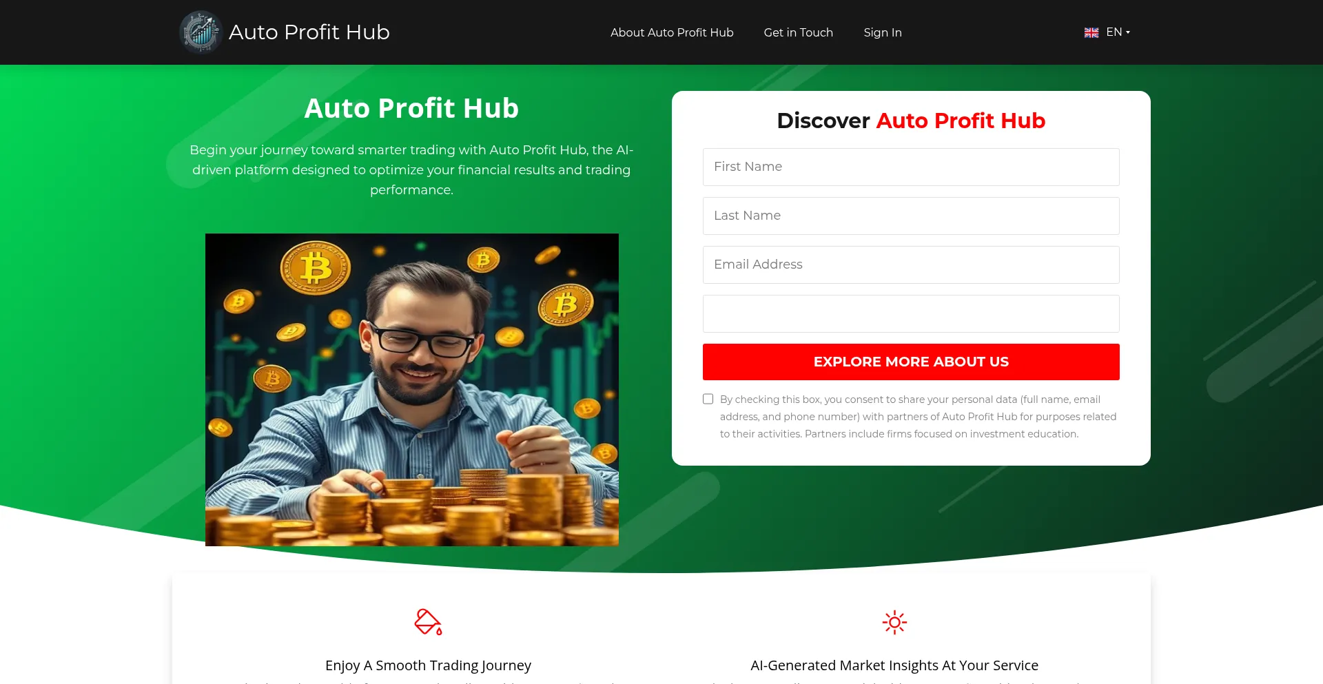 Website screenshot of Auto-profit-hub.com