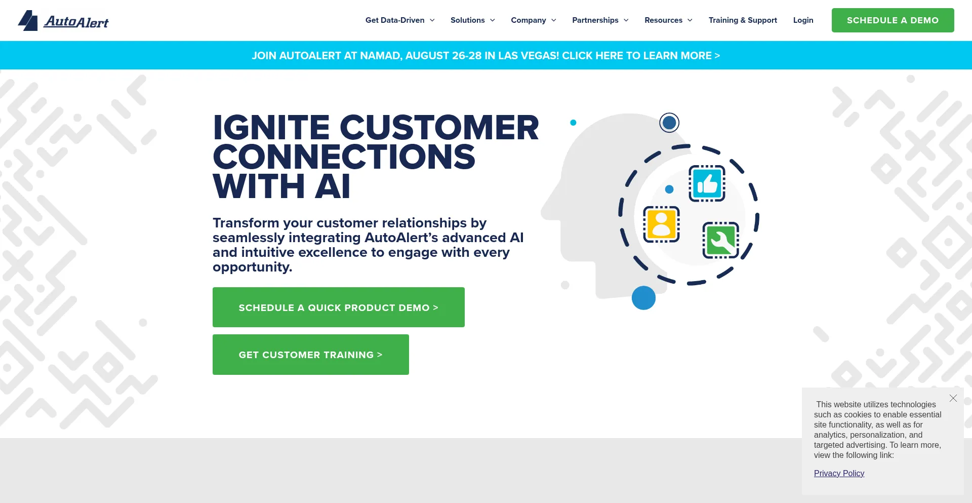 Website screenshot of Autoalert.com