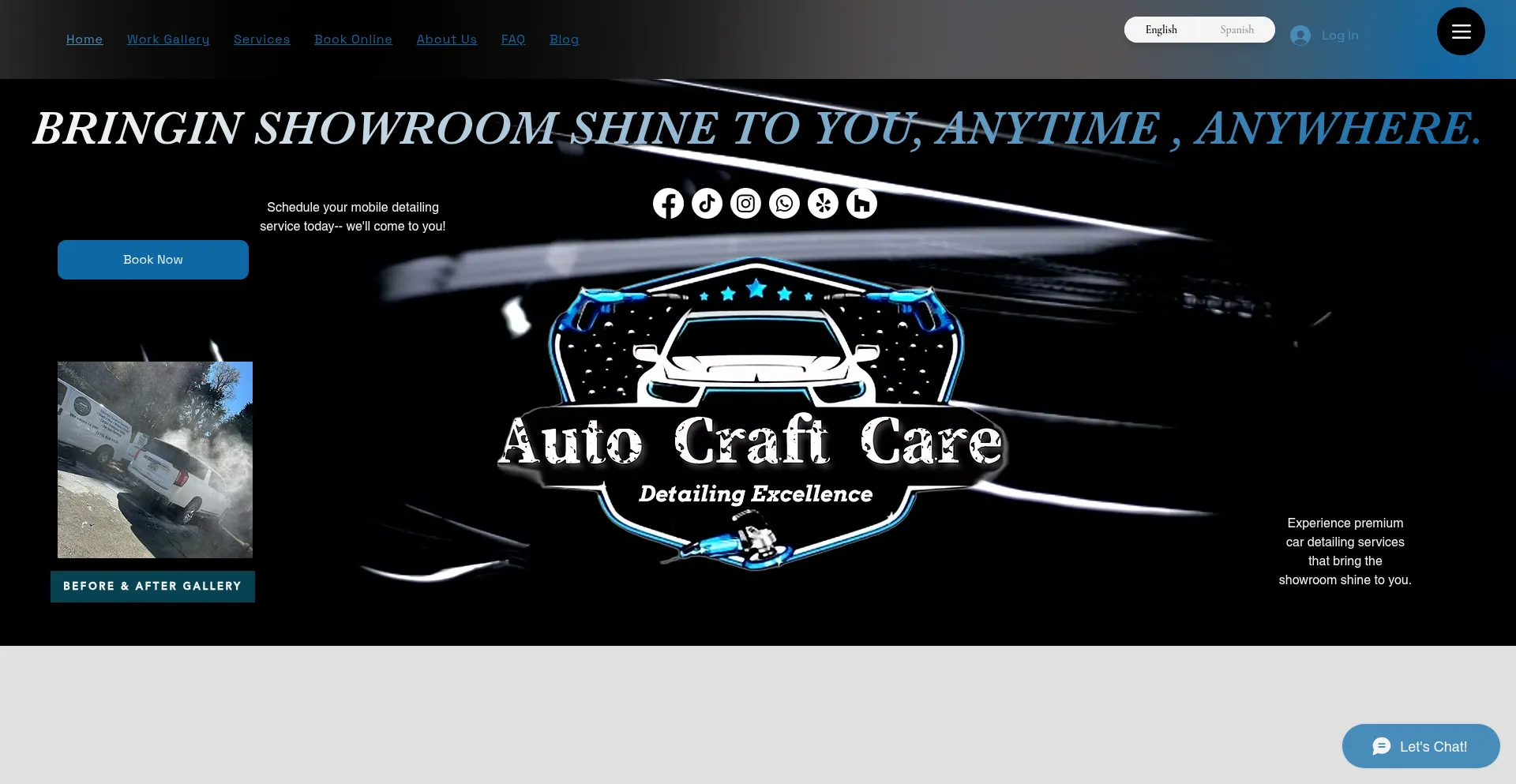 Website screenshot of Autocraftcaredetaling.com